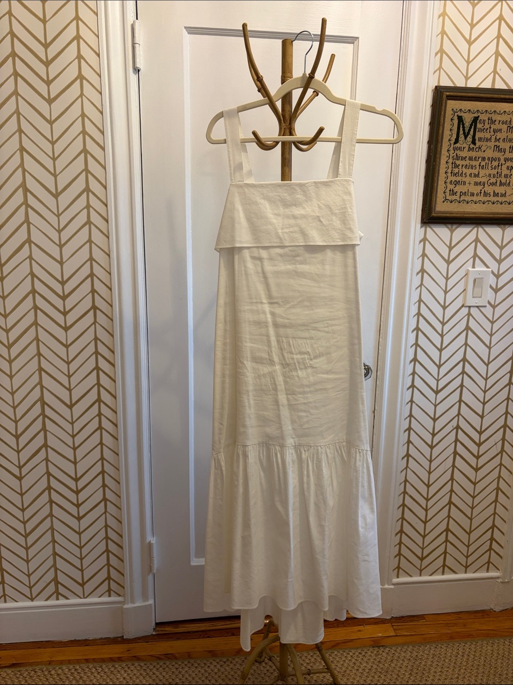 Women’s Cream Maxi Sundress with Ruffle Hem
